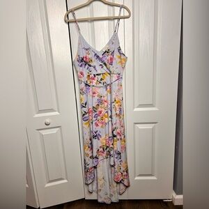 Floral V-Neck Spaghetti Strap Maxi Dress - Lavender